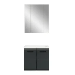 Badmeubelsets-Merkloos Hioshop Ice badkamer I3 zwart mat- eiken decor