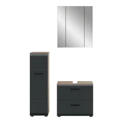 Badmeubelsets-Merkloos Hioshop Ice badkamer I24 zwart mat- eiken decor