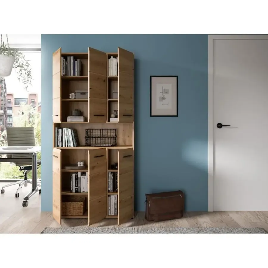 Merkloos Hioshop Ice badkamerkast 6 deuren- 1 plank eiken decor