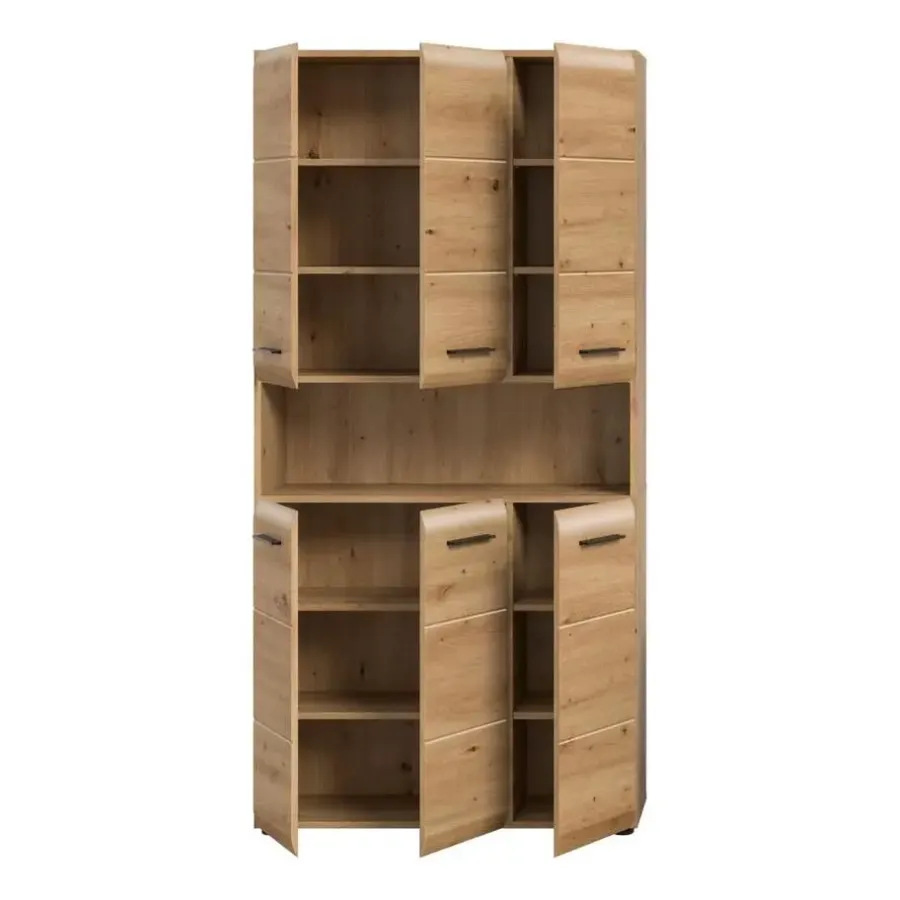 Merkloos Hioshop Ice badkamerkast 6 deuren- 1 plank eiken decor