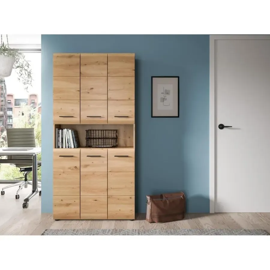 Merkloos Hioshop Ice badkamerkast 6 deuren- 1 plank eiken decor