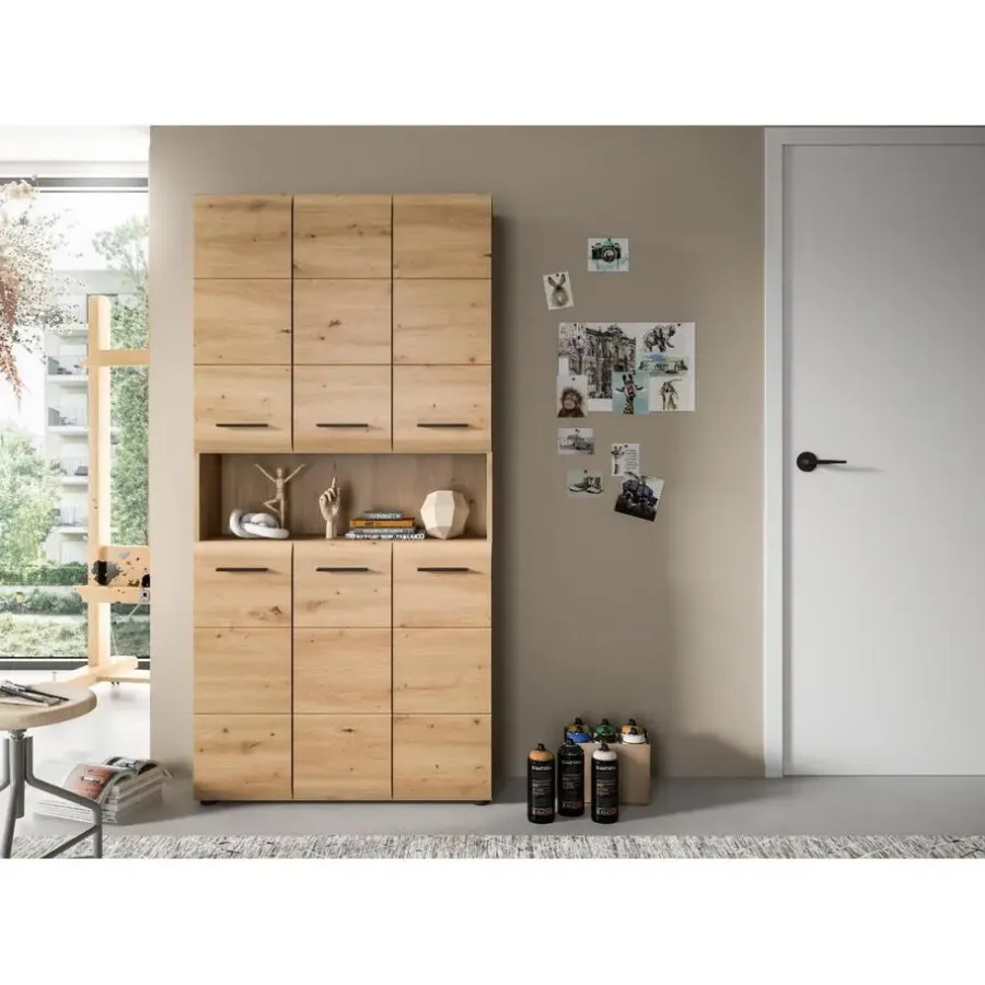 Merkloos Hioshop Ice badkamerkast 6 deuren- 1 plank eiken decor