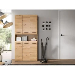 Merkloos Hioshop Ice badkamerkast 6 deuren- 1 plank eiken decor