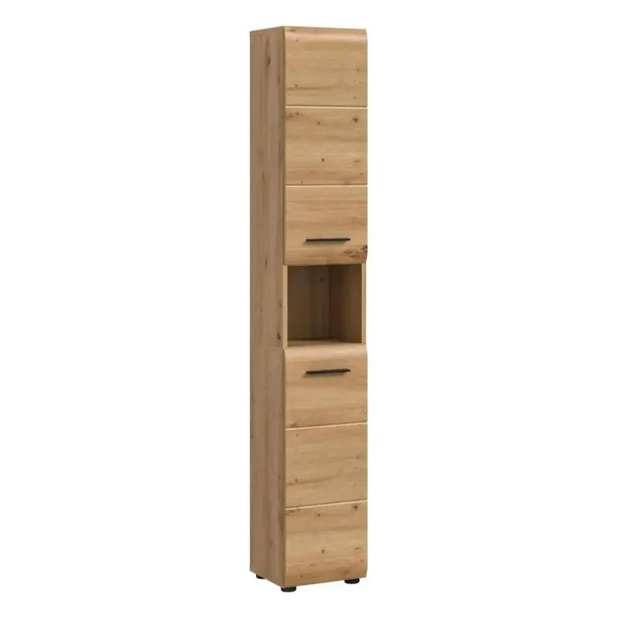 Hoge Kasten-Merkloos Hioshop Ice kolomkast 2 deuren- 1 plank eiken decor