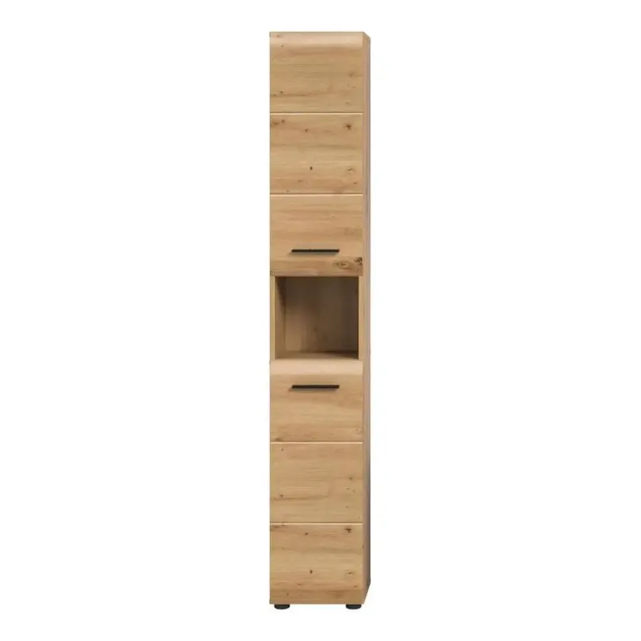Hoge Kasten-Merkloos Hioshop Ice kolomkast 2 deuren- 1 plank eiken decor