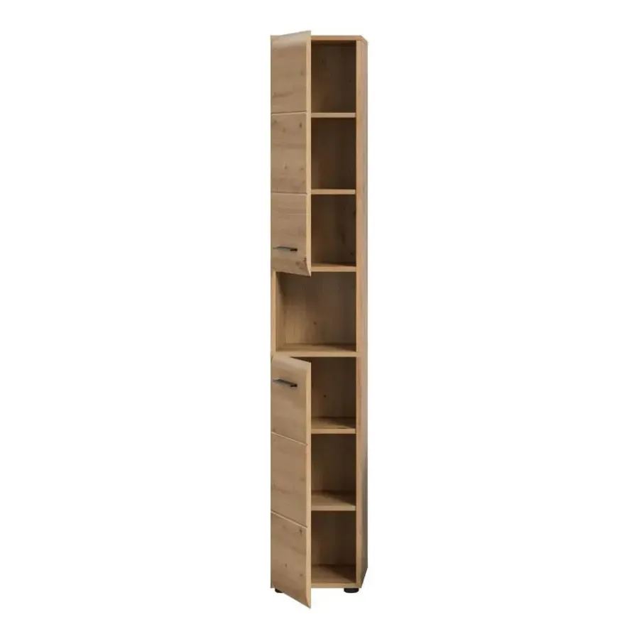 Hoge Kasten-Merkloos Hioshop Ice kolomkast 2 deuren- 1 plank eiken decor