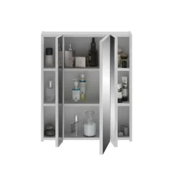 Spiegelkasten-Merkloos Hioshop Ice spiegelkast inclusief verlichting 3 spiegeldeuren wit hoogglans-