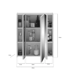 Spiegelkasten-Merkloos Hioshop Ice spiegelkast inclusief verlichting 3 spiegeldeuren wit hoogglans-