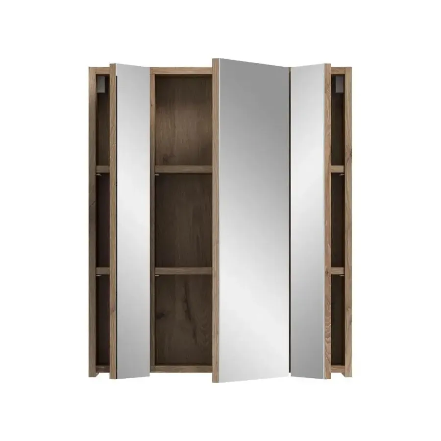 Spiegelkasten-Merkloos Hioshop Ice spiegelkast zwart mat- eiken decor