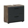 Wastafelkasten-Merkloos Hioshop Ice wastafel 2 lades zwart mat- eiken decor