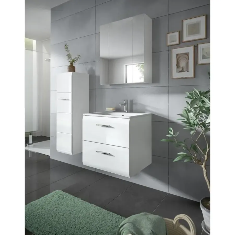 Merkloos Hioshop Ice wastafel inclusief was 2 lades wit hoogglans- wit