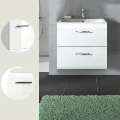 Merkloos Hioshop Ice wastafel inclusief was 2 lades wit hoogglans- wit