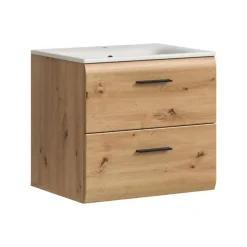 Merkloos Hioshop Ice wastafel inclusief was 2 lades eiken decor