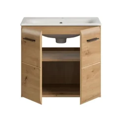 Wastafelkasten-Merkloos Hioshop Ice wastafel inclusief was 2 deuren eiken decor
