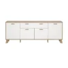 Hioshop Ikast dressoir 4 deuren- 1 lade eiken decor- wit