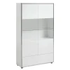 Buffetkasten-Hioshop Kenan vitrinekast 2 deuren- 1 lade wit hoogglans gelakt