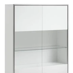 Buffetkasten-Hioshop Kenan vitrinekast 2 deuren- 1 lade wit hoogglans gelakt