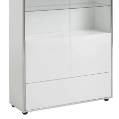 Buffetkasten-Hioshop Kenan vitrinekast 2 deuren- 1 lade wit hoogglans gelakt