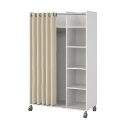 Hioshop Kit kledingkast 160x100x49cm- Open- garderobesysteem wit- beige