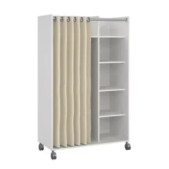 Hioshop Kit kledingkast 160x100x49cm- Open- garderobesysteem wit- beige