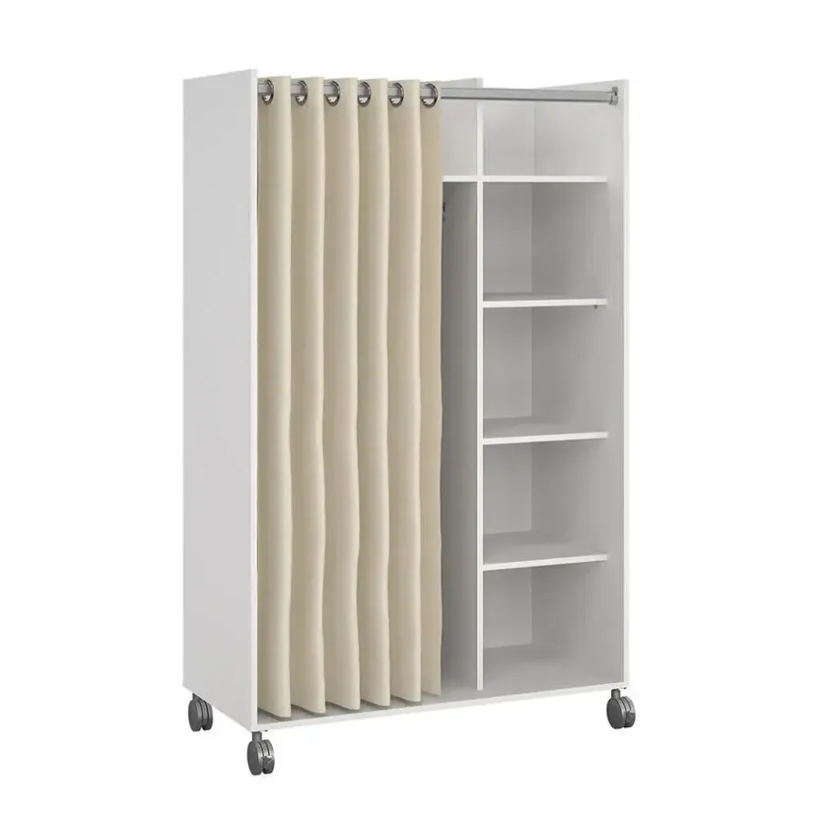 Hioshop Kit kledingkast 160x100x49cm- Open- garderobesysteem wit- beige