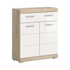 Merkloos Hioshop Lambada badkamerkast 2 deuren- 1 lade wit hoogglans- eiken decor