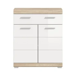 Merkloos Hioshop Lambada badkamerkast 2 deuren- 1 lade wit hoogglans- eiken decor