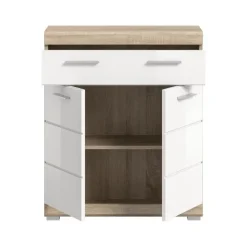 Merkloos Hioshop Lambada badkamerkast 2 deuren- 1 lade wit hoogglans- eiken decor
