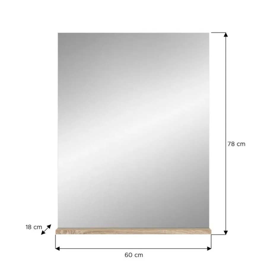 Spiegels-Merkloos Hioshop Lambada spiegel bad 1 deur- 1 plank wit hoogglans- eiken decor