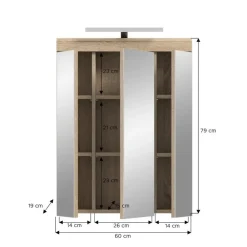Spiegelkasten-Merkloos Hioshop Lambada spiegelkast inclusief verlichting 2 deuren- 3 spiegeldeuren- 3