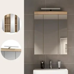 Spiegelkasten-Merkloos Hioshop Lambada spiegelkast inclusief verlichting 2 deuren- 3 spiegeldeuren- 3