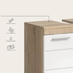 Merkloos Hioshop Lambada wastafel 2 deuren wit hoogglans- eiken decor