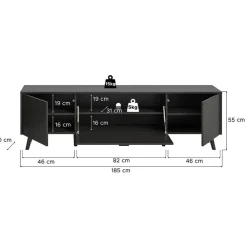 Hioshop Linea dressoir 2 deuren 1 klepdeur mat grijs