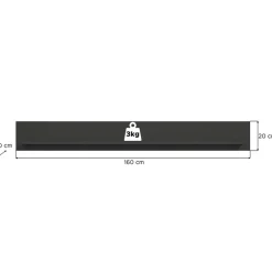 Hioshop Linea wandkast wandplank 1 plank mat grijs
