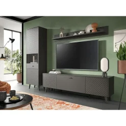 Hioshop Linea wandkast wandplank 1 plank mat grijs