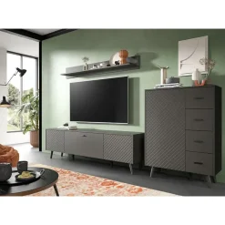 Hioshop Linea wandkast wandplank 1 plank mat grijs