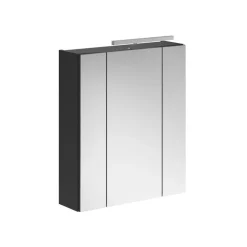 Spiegelkasten-Hioshop Linus spiegelkast 3 deuren met licht zwart