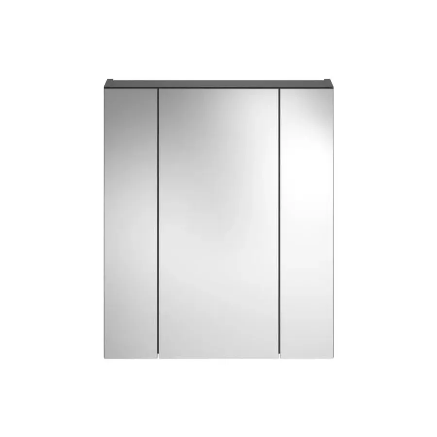 Spiegelkasten-Hioshop Linus spiegelkast 3 deuren met licht zwart