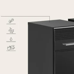 Wastafelkasten-Merkloos Hioshop Linus wastafel 2 deuren zwart hoogglans- zwart