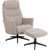 Fauteuils-Hioshop London fauteuil recliner met voetenbank bouclé beige