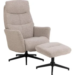 Fauteuils-Hioshop London fauteuil recliner met voetenbank bouclé beige
