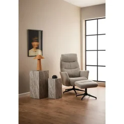 Fauteuils-Hioshop London fauteuil recliner met voetenbank bouclé beige