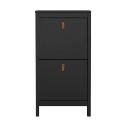 Schoenenkasten-Hioshop Madrid schoenenkast 2 kleppen zwart mat