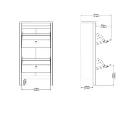 Schoenenkasten-Hioshop Madrid schoenenkast 2 kleppen zwart mat