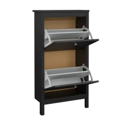 Schoenenkasten-Hioshop Madrid schoenenkast 2 kleppen zwart mat
