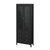 Buffetkasten-Hioshop Madrid vitrinekast 2 glazen deuren 3 laden zwart mat