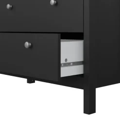 Buffetkasten-Hioshop Madrid vitrinekast 2 glazen deuren 3 laden zwart mat