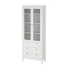 Buffetkasten-Hioshop Madrid vitrinekast 2 glazen deuren 3 laden wit