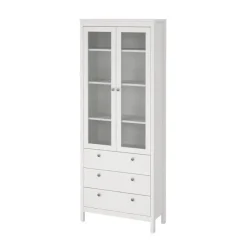 Buffetkasten-Hioshop Madrid vitrinekast 2 glazen deuren 3 laden wit