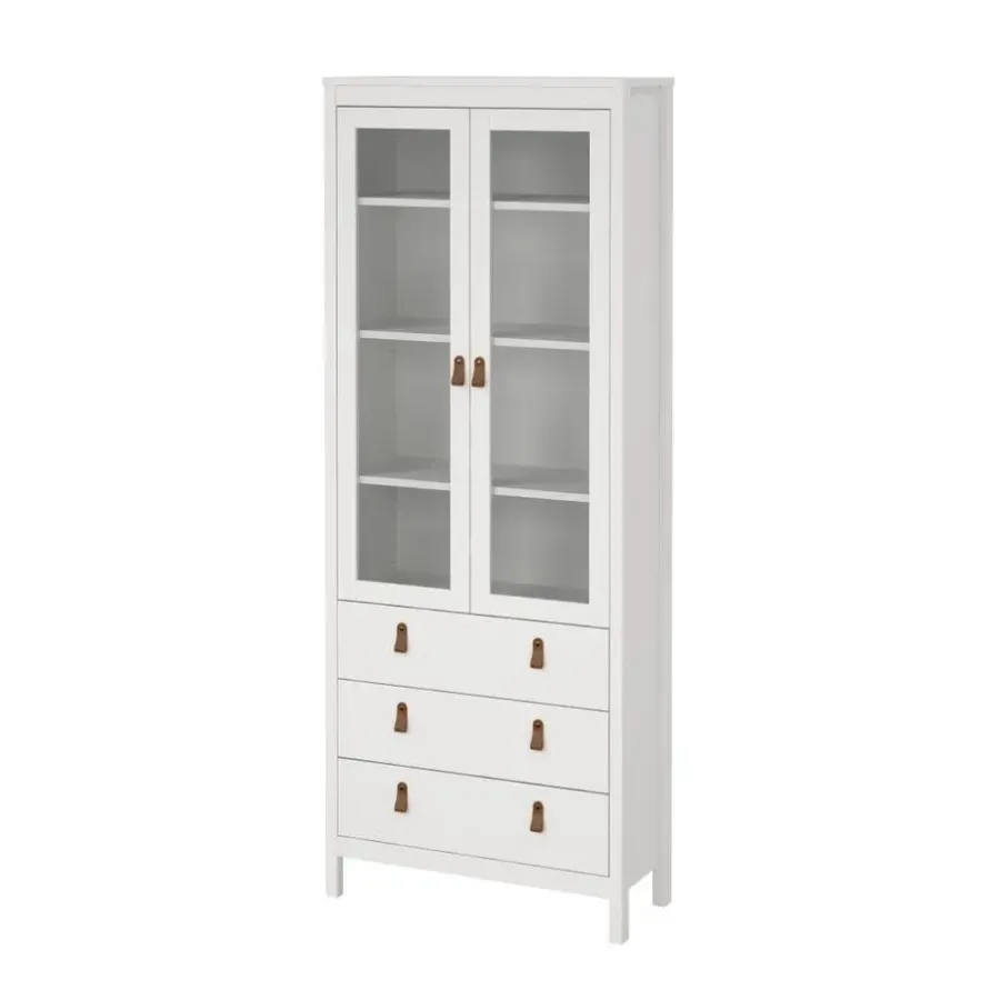 Buffetkasten-Hioshop Madrid vitrinekast 2 glazen deuren 3 laden wit